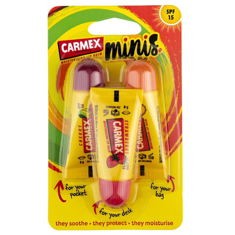 Carmex Minis sada balzámů na rty 3 x 5 g