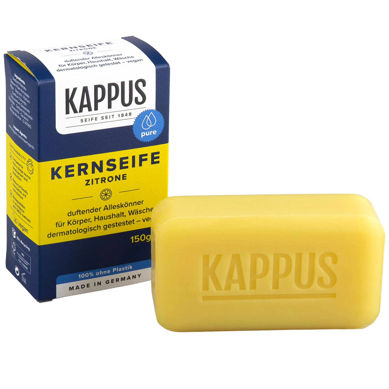 Kappus Lemon univerzální jádrové mýdlo 150 g