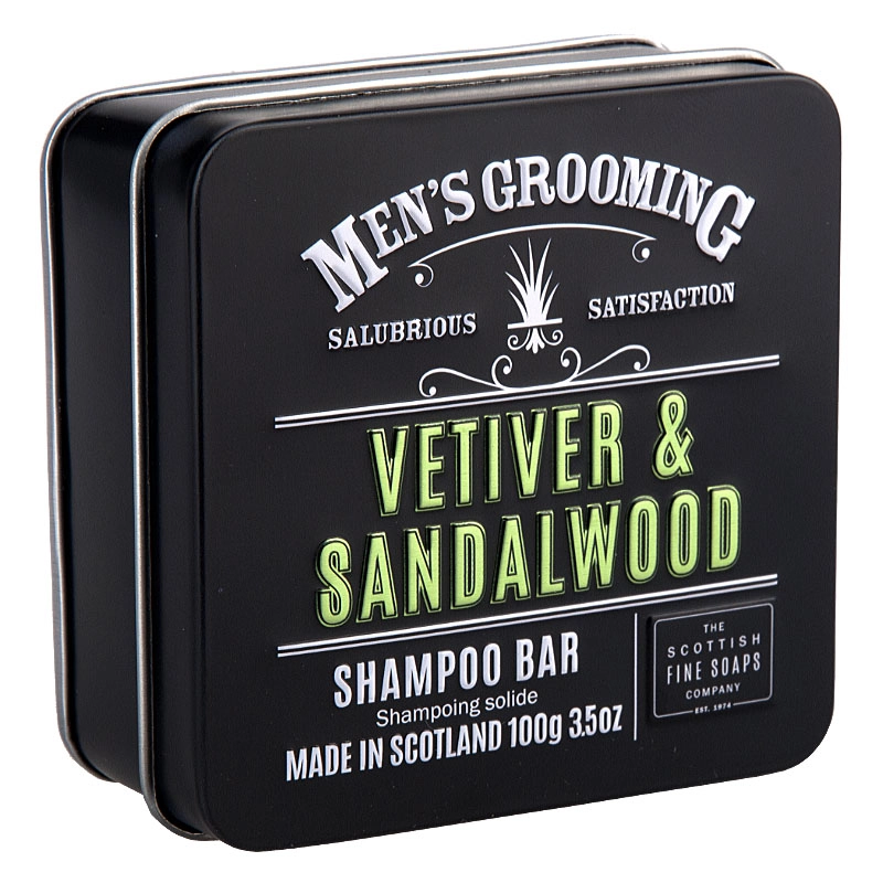 The Scottish Fine Soaps Vetiver & Sandalwood mýdlový šampon 100 g - POŠKOZENÝ OBAL