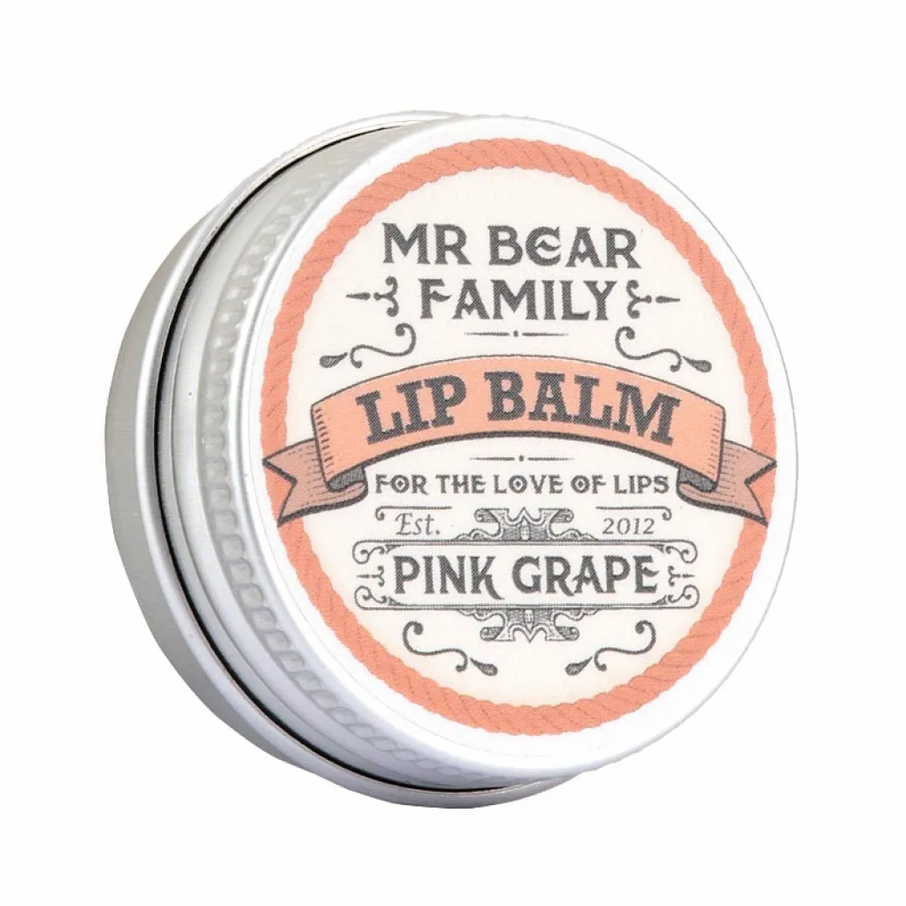 Mr. Bear Family Pink Grape balzám na rty 15 ml