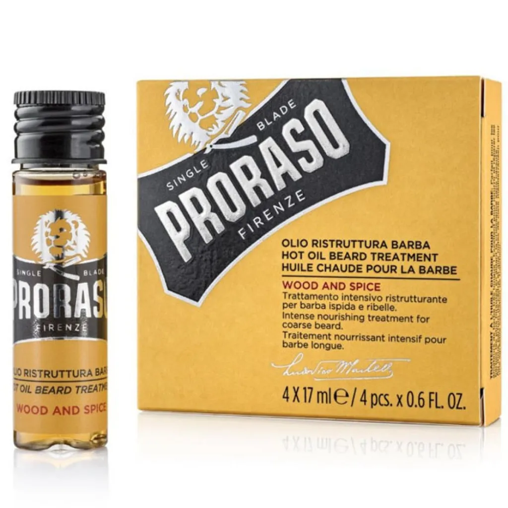 Proraso Hot olejová lázeň na vousy Wood and Spice 4 x 17 ml